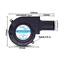 Ventilateur souffleur sans balais à roulement à billes 12V CC 9733, contrôleur de vitesse électrique haute pression pour aération, barbecue, grill