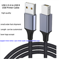 Cable USB A a USB B 2.0 de 1m 3.3 pies, trenzado de nailon con núcleo de cobre, para impresora, escáner y computadora