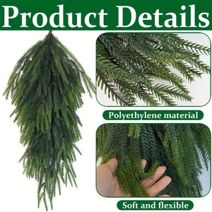 Guirlande de Noël artificielle en <span class=keywords><strong>sapin</strong></span> noble, verdure de pin au toucher réel, guirlande suspendue en forme de larme pour porte d'entrée, cheminée, décoration de fêtes - Product Image 4
