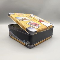 Conception personnalisée en métal Grande boîte de voyage en fer-blanc de style valise avec poignée en cuir PU et serrure Grande boîte en fer blanc carrée avec poignée