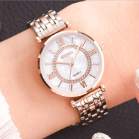 Nouvelle mode décontractée bracelet en acier diamant montre pour femmes montre à quartz en nacre pour dames