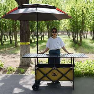 Carrito de Comida BTYP TC-01, Carrito de Vendedor Ambulante, Carrito de Picnic y Camping con <span class=keywords><strong>Mesa</strong></span> Extensible, Altura Ajustable, Plegable, Ligero, con Visera Solar - Product Image 3