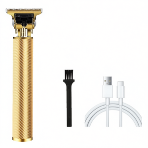 Cortadora de Pelo Inalámbrica Dorada, Recortadora de Barba con Batería de Iones de Litio de 7000-9000 rpm, Cuerpo Metálico, Gran Potencia - Product Image 1