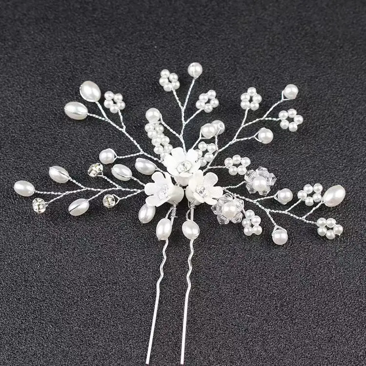 Charming Hair Piece Accessories Jewelry Wedding Headpiece Tiny Beaded Bridal Silver Hair Pins and ClipsWholesale Fashion Bride