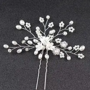 Charming Hair Piece Accessories Jewelry Wedding Headpiece Tiny Beaded Bridal Silver Hair Pins And ClipsWholesale Fashion Bride