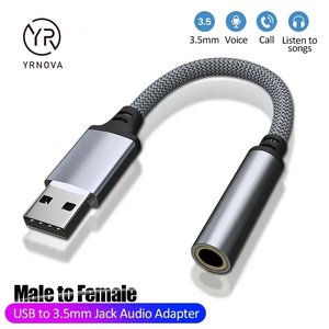 Chuyên Nghiệp <span class=keywords><strong>USB</strong></span> Giao Diện Âm Thanh Bên Ngoài 2-Trong-1 Card Âm Thanh Microphone Tai Nghe 5A Nhanh Chóng Sạc Nylon Jack AUX Âm Thanh Adapter - Product Image 2