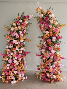 Arche de fleurs de mariage rose et verte, arrangement de fleurs artificielles <span class=keywords><strong>Venus</strong></span>, boule de fleurs orange brûlé, centre de table - Product Image 5
