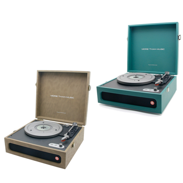 Ready in Stock Suitcase Gray and Green Portable 3-speed Turntable Vinyl Lp Record Player