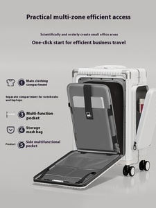 Wholesale Luxury Front Opening Travel <b>Suitcase</b> Modern Hrad Shell PC Luggage with Cup Holder Portable Spinner Wheel - Product Image 2