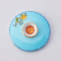 Tasse à thé en céramique Chinoiserie bleu clair de luxe avec bordure dorée, en porcelaine, avec couvercle, cadeau élégant pour les amateurs de thé