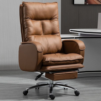 Chaise de bureau exécutive en cuir véritable, confortable et inclinable, pour la maison, le bureau, le dortoir, les jeux, avec matériau en mousse pour une longue utilisation assise