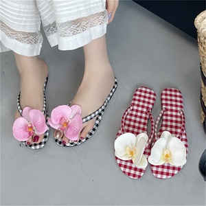 Summer Sweet Girl Flowers Non-Slip TPR Beach <b>Shoes</b> Comfortable Flat Bottom Plaid for Slippers Breathable <b>Soft</b> Lightweight - Product Image 6
