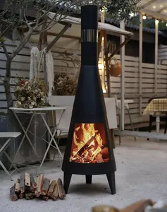 Indoor Zwarte Mexicaanse Chiminea Outdoor Vuurplaats Tuinklei Keramische Vuurhaard Met Schoorsteen