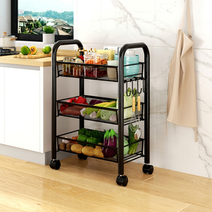 Chariot de rangement multifonctionnel à 3 ou 4 niveaux, étagère en métal à mailles, organisateur mobile pour comptoir de cuisine - Product Image 1