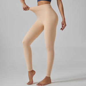 YIYI Leggings doublés en polaire pour femmes collants d'hiver chauds thermiques entraînement en plein air taille haute couleurs de peau pantalons de Yoga temps froid - Product Image 4