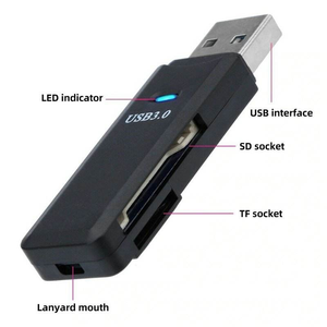 Lector <span class=keywords><strong>de</strong></span> Tarjetas Multiusos USB 3.0 <span class=keywords><strong>de</strong></span> Alta Velocidad, Mini SD, TF, para Transferencia <span class=keywords><strong>de</strong></span> Datos <span class=keywords><strong>de</strong></span> Computadora, Fácil Instalación, Material ABS - Product Image 3