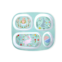 Dessin animé mignon sans BPA conception de lapin de pâques en mélamine ensemble de vaisselle pour enfants assiette à dîner ensemble de vaisselle pour enfants