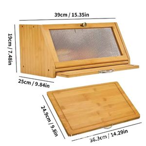 Boîte de rangement pour pain en bois Lu Xing, boîte à pain multifonctionnelle en bambou pour le bureau, anti-poussière - Product Image 4