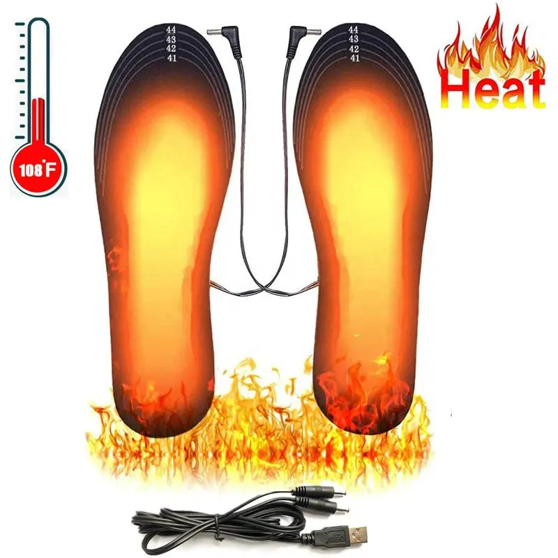 للجنسين أحذية سادة USB قابلة للشحن جهاز تدفئة القدمين الصيد المشي النارية الشتاء التزلج ساخنة النعال