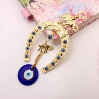 Porte-clés turc anti-mal avec perle de verre bleue, breloque de sac, pendentif vintage croix et araignée, amulette porte-bonheur, décoration suspendue pour voiture, cadeau quotidien