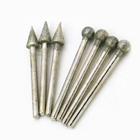 20 pièces têtes de meulage diamantées gravure jeu de forets Dremel fraises rotatives outil de forage 3mm tige meulage Dremel accessoires
