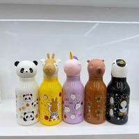 Nouvelle arrivée ZB, vente en gros, bouteille d'eau potable en plastique personnalisée de 500 ml, mignonne, bon marché, avec couvercle en forme d'animal, paille, tasse pour cadeau