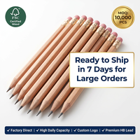 Lot de crayons HB en bois naturel pour l'école, personnalisable avec logo, vente en gros directe du fabricant, avec gomme, en vrac, OEM