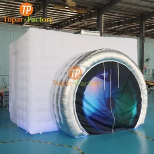 Fast Delivery Portable 2 Doors LED Lighting Inflatable 360 Photo Booth For 360 Video Photo Booth Event Tent