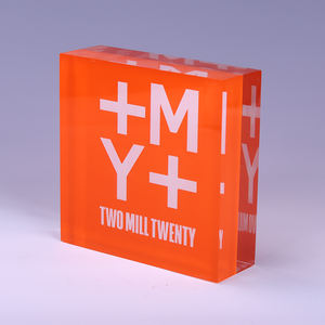 Custom chiaro acrilico segno di blocco cubo moderno rotante espositore staccabile per il nome della vostra azienda o Logo del marchio - Product Image 3