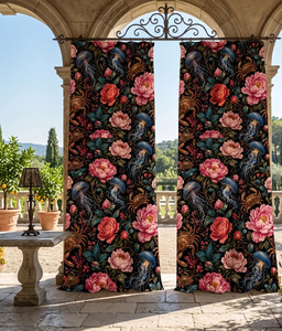 Art Nouveau Floral and Jellyfish Velvet Blackout <b>Curtain</b> Panel Elegant Botanical Ocean Inspired Window Drapery <b>for</b> Living Room - Product Image 5