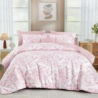 Ensemble de literie 8 pièces en coton 100% 300 fils, motif floral rose, antibactérien, doux et moelleux, toutes saisons, pour la maison, l'hôtel, l'hôpital