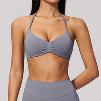 Soutien-gorge de yoga pour femme avec bretelles fines sans coutures et froncées pour l'entraînement de Pilates, soutien-gorge de sport respirant et absorbant la transpiration