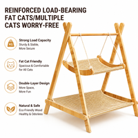 Hamac en bois pour chat, lit double couche, mobilier d'arbre à chat, chaise de repos intérieure pour chat avec cadre en bois massif, mobilier pour animaux de compagnie