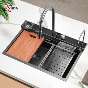 Nano <strong>Step</strong> 304 Stainless Steel Eco-Friendly Above Counter Modern <strong>Kitchen</strong> Sink with Waterfall Faucet and Cup Washer - Product Image 1