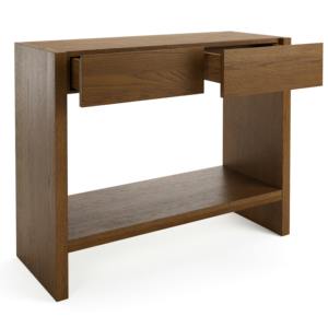 Mid-century modern walnoot minimalistische luxe houten consoletafel met 2 laden voor de woonkamer entree - Product Image 2