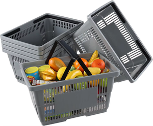 Cesta de Compras de Plástico Azul de Alta Calidad de 28L, Cesta de Compras Plegable de 20L con Asas - Product Image 3