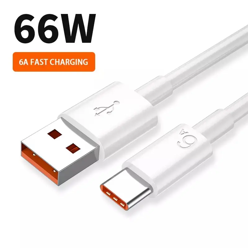 6A Fast Charging Usb C Cable for Huawei Xiaomi Usb Type C Cable Phone Charger USB Cable 66W