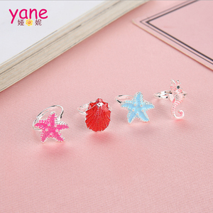 Fashion Alloy Hot Sale Factory Price Seahorse Starfish <strong>Conch</strong> Set Fashion <strong>Ring</strong> for Baby Girls Metal Plastic Jewelry Finger <strong>Ring</strong> - Product Image 4