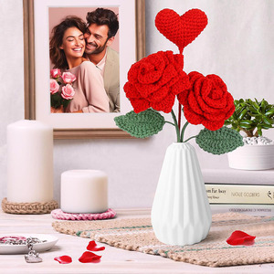 Hilo de lana hecho <span class=keywords><strong>a</strong></span> mano, paquete de material de rosa, flores artificiales <span class=keywords><strong>paso</strong></span> <span class=keywords><strong>a</strong></span> <span class=keywords><strong>paso</strong></span> <span class=keywords><strong>con</strong></span> vídeo, regalo de decoración del hogar - Product Image 3