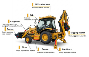 Chargeuse-pelleteuse 4x4 à moteur diesel, mini-excavatrice, pompe hydraulique, chargeuse sur pneus, mini-<span class=keywords><strong>tracteur</strong></span> de construction pour travaux de terrassement - Product Image 5