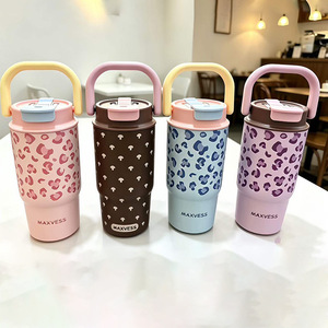 Maxvess Insulated Tumbler 16Oz Double Wall <b>Vacuum</b> Stainless Steel Leopard Print <b>Portable</b> Coffee Cup For Travel And Outdoor Use - Product Image 3