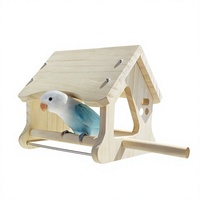 Maison en bois pour perroquet, perchoir en acier inoxydable, écologique et durable, abri anti-ennui, nichoir pour oiseaux de compagnie