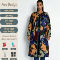 Cardigan long tricoté pour femme, motif floral abstrait tendance, style vintage, effet mohair duveteux, coupe oversize, devant ouvert