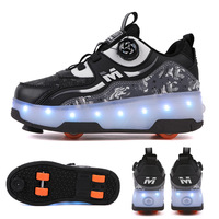 Patins à roulettes lumineux à 4 roues pour enfants, équipement de sport décontracté respirant avec tige en PU/microfibre pour étudiants garçons et filles - Vente en gros