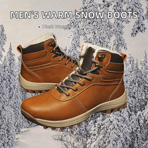 Bottes de randonnée mi-hautes pour homme, hiver, rétro, antidérapantes, imperméables, semelle en caoutchouc, chaudes et confortables - Product Image 2