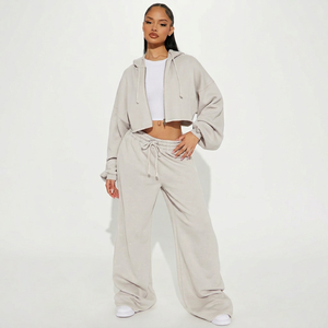 Best Product Ladies Tracksuit, With Zip Front <b>Crop</b> Hooded And <b>Jogger</b> Set Color Gym Wear Women <b>Crop</b> Tracksuit Set - Product Image 1