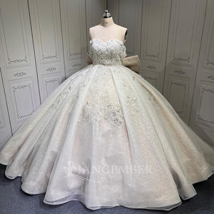 Perles lourdes Perles Robe <span class=keywords><strong>De</strong></span> Bal <span class=keywords><strong>De</strong></span> Luxe Robes <span class=keywords><strong>De</strong></span> Mariée Robe <span class=keywords><strong>De</strong></span> Mariée Princesse Fluffy Paillettes Robes <span class=keywords><strong>De</strong></span> Mariée Lsmu83 - Product Image 1