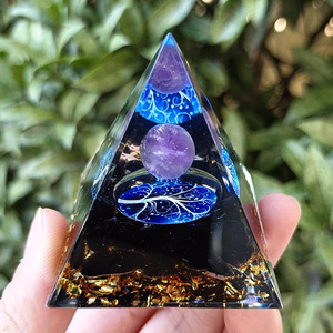 Kogiya <b>Crystal</b> Pyramid Resin Epoxy Ornament Purple <b>Ball</b> White Tree Internal Engraving Home Decoration Desktop Gift - Product Image 4