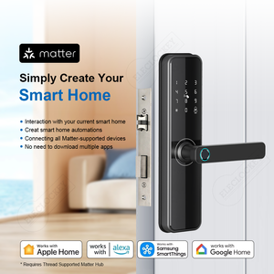 <span class=keywords><strong>Serrure</strong></span> de porte intelligente numérique compatible Matter et <span class=keywords><strong>HomeKit</strong></span>, électronique, WiFi, application Tuya TTLock, poignée biométrique à empreinte digitale - Product Image 3
