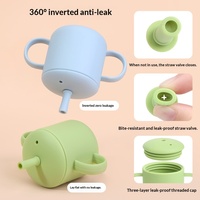 Meilleure Vente : Gobelet Portable en Silicone de 210 ml pour Enfants avec Paille, Tasse à Sippy en Silicone, Biberon à Paille pour Bébé